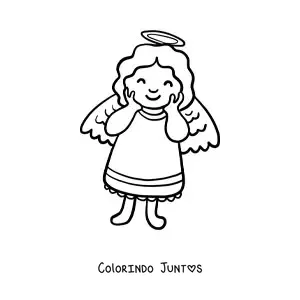 Desenho para colorir de anjo fofo animado