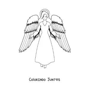 Desenho para colorir de mulher anjo com as asas abertas