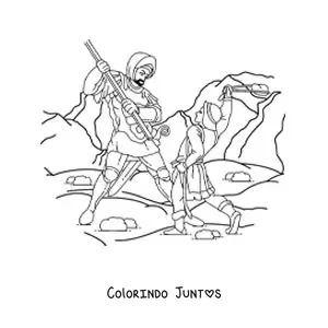 Desenho para colorir de Davi vencendo o gigante Golias da Bíblia