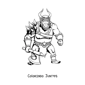 Desenho para colorir de gigante guerreiro monstruoso com armadura