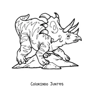 Desenho para colorir de triceratops realista rugindo