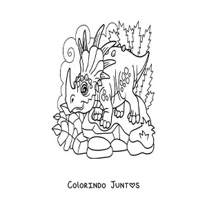 Desenho para colorir de espécie parecida com o triceratops com um único chifre