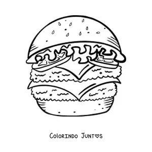 Desenho para colorir de um hamburguer duplo