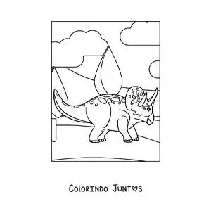 Desenho para colorir de triceratops fácil