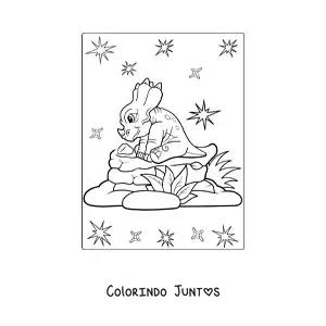 Desenho para colorir de triceratops bebê sentado