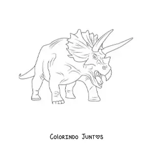 Desenho para colorir de rugido de um triceratops furioso