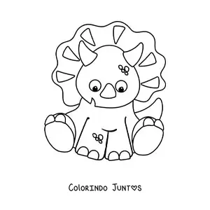 Desenho para colorir de triceratops fofo sentado