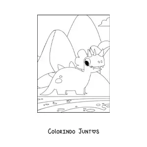Desenho para colorir de triceratops pequeno animado