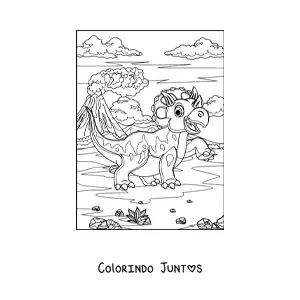 Desenho para colorir de triceratops animado sorrindo