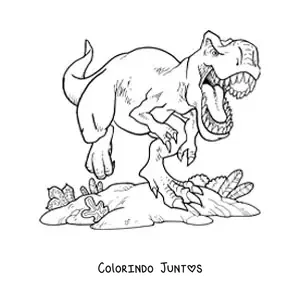 Desenho para colorir de tiranossauro rex realista correndo