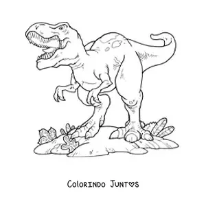 Desenho para colorir de tiranossauro rex gigante animado