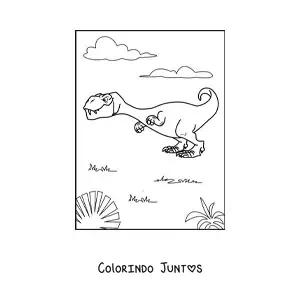Desenho para colorir de tiranossauro rex animado