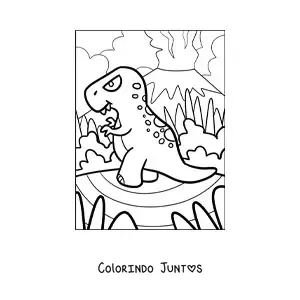 Desenho para colorir de um tiranossauro rex grande em desenho