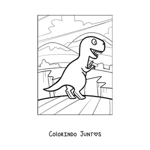 Desenho para colorir de um tiranossauro rex simples em desenho