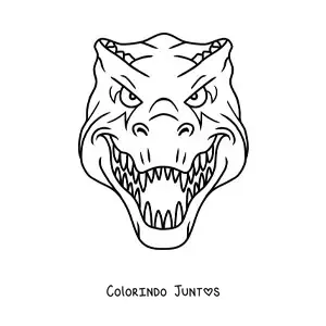 Desenho para colorir de rosto de um tiranossauro rex de frente