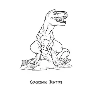 Desenho para colorir de tiranossauro rex de frente