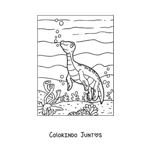 Desenho para colorir de hidroterossauro bebê animado em seu habitat