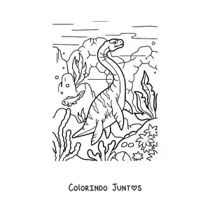 Desenho para colorir de hidroterossauro em seu habitat