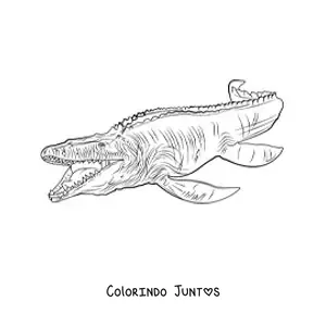 Desenho para colorir de dinossauro aquático realista