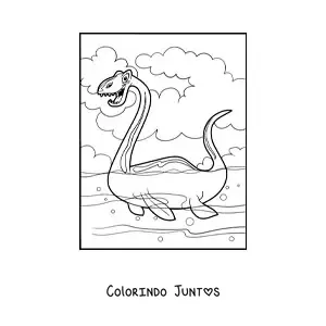 Desenho para colorir de dinossauro aquático gigante animado