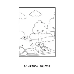 Desenho para colorir de dinossauro marinho bebê animado