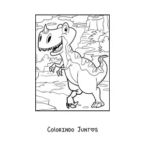 Desenho para colorir de dinossauro terrestre bípede com um chifre