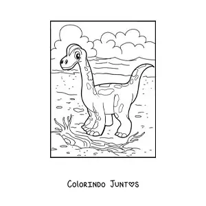 Desenho para colorir de dinossauro terrestre bebê bonito