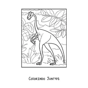 Desenho para colorir de dinossauro terrestre com pescoço longo e patas longas