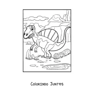 Desenho para colorir de dinossauro terrestre carnívoro em tamanho real