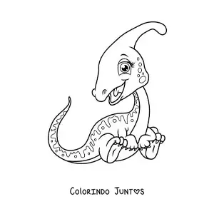Desenho para colorir de dinossauro bebê lindo sentado