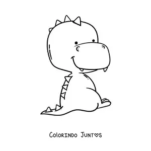 Desenho para colorir de dinossauro bebê animado grande sentado
