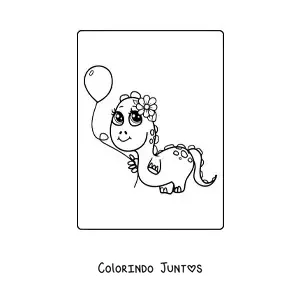Desenho para colorir de dinossauro bebê kawaii dormindo