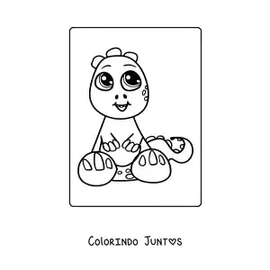 Desenho para colorir de dinossauro bebê kawaii fácil