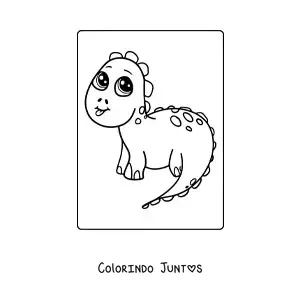 Desenho para colorir de dinossauro bebê kawaii fácil grande