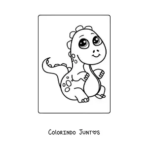 Desenho para colorir de dinossauro bebê carnívoro em seu habitat