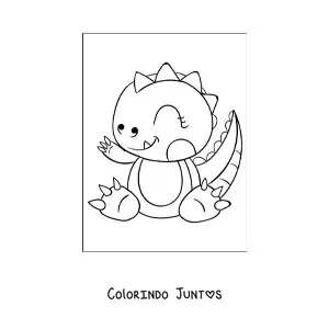 Desenho para colorir de dinossauro bebê fofo sentado