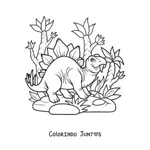 Desenho para colorir de estegossauro herbívoro animado