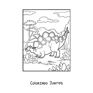 Desenho para colorir de dinossauro herbívoro do jurássico