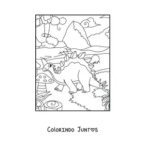 Desenho para colorir de dinossauro herbívoro grande animado