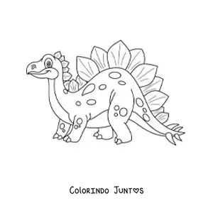 Desenho para colorir de estegossauro animado