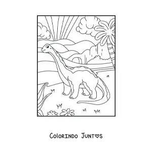Desenho para colorir de brontosaurus herbívoro animado