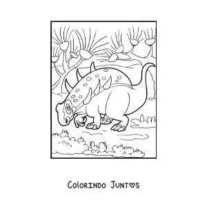 Desenho para colorir de sauropelta herbívoro animado