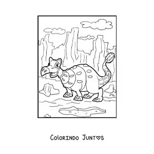 Desenho para colorir de anquilossauro herbívoro animado