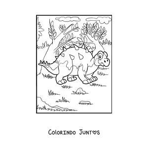Desenho para colorir de dinossauro polacanthus herbívoro animado