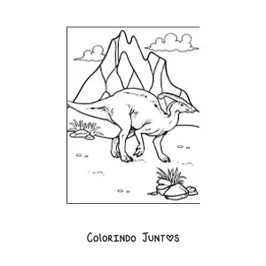 Desenho para colorir de dinossauro parasaurolophus herbívoro animado