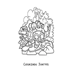 Desenho para colorir de dinossauro herbívoro robô