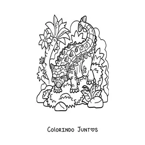 Desenho para colorir de dinossauro herbívoro perigoso