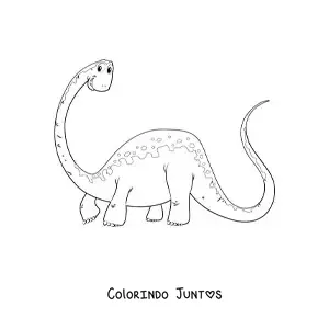 Desenho para colorir de dinossauro de pescoço comprido e cauda comprida animado
