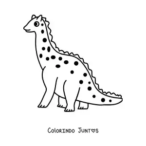 Desenho para colorir de dinossauro de pescoço comprido fofo e grande