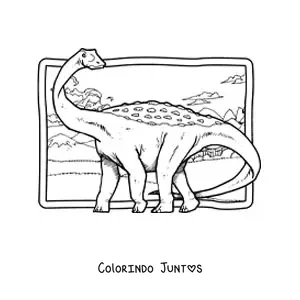 Desenho para colorir de dinossauro de pescoço comprido realista